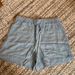 Casual Light Blue Drawstring Shorts